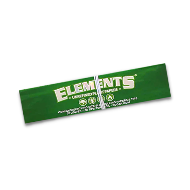 Elements Green King Size Slim Rolling Papers with Tips