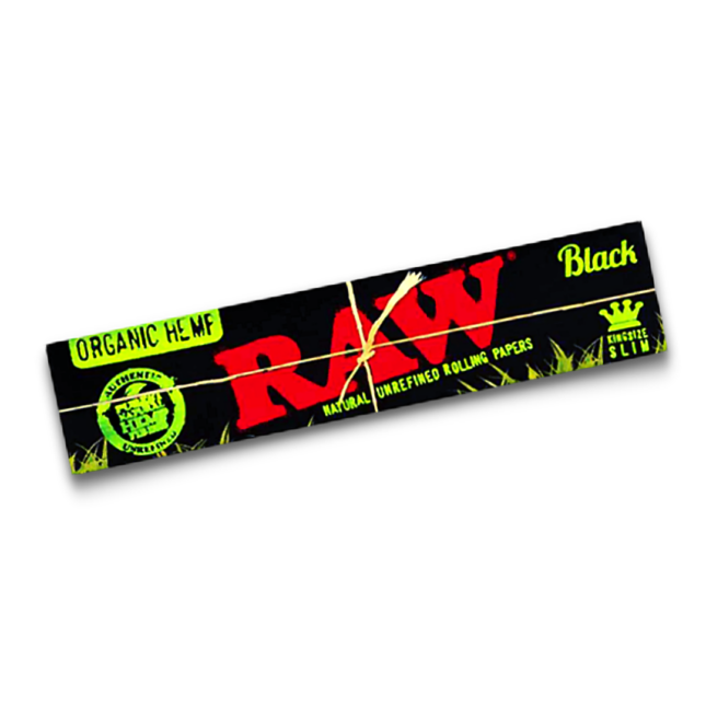 RAW Black Organic Hemp King Size Rolling Papers - 32 Leaves per Pack