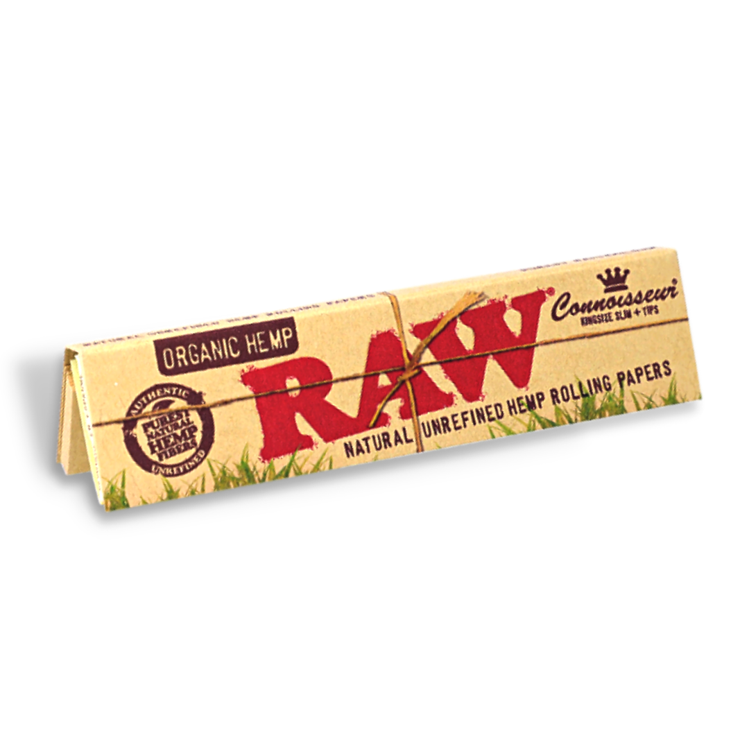 RAW Organic Hemp Kingsize Connoisseur Rolling Papers with Tips