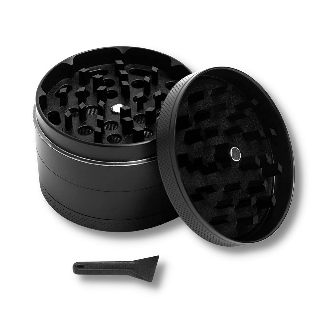 Black grinder with spoon